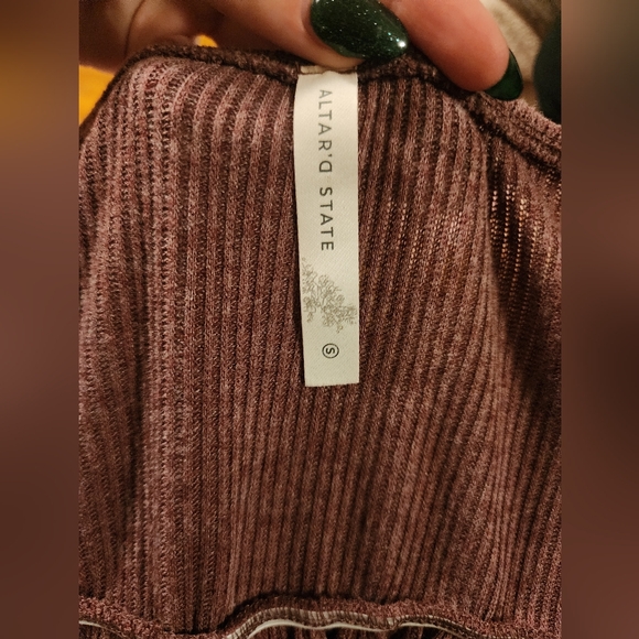 Altar'd State Deep Rose Square Neck Knit Long Sleeve Size Small - Picture 2 of 2